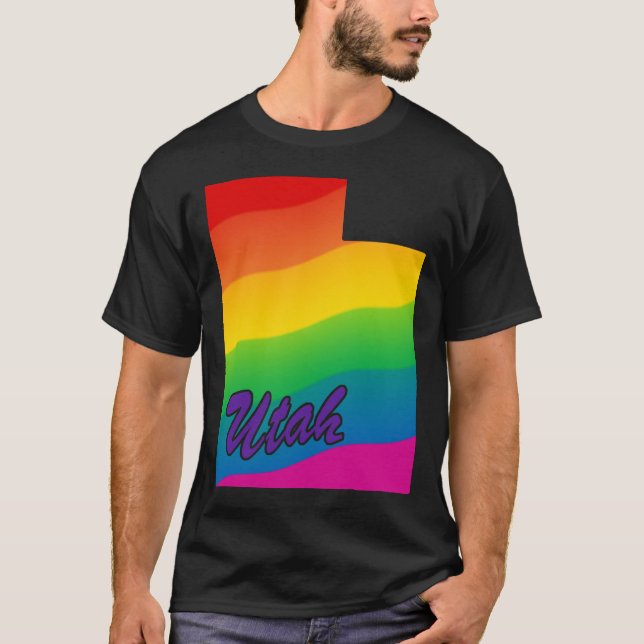 Camiseta Rainbow State Outline Utah (Frente)