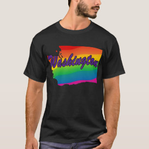 Camiseta Rainbow State Outline Washington