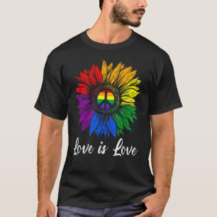 Camiseta Rainbow Sunflower Love Is Love Lgbb Gay Lésbica Pr