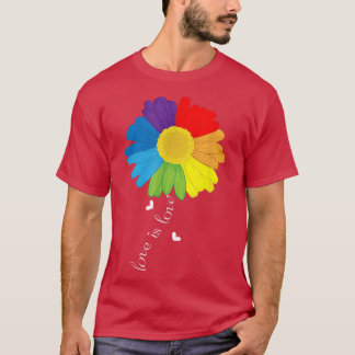 Camiseta Rainbow Sunflower Love Is Love Lgbt Gay Lesbian Pr
