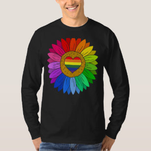 Camiseta Rainbow Sunflower Love is Love LGBT Lésbica Gay Pr