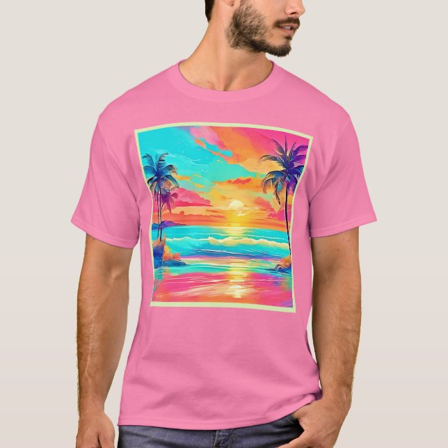 Camiseta Rainbow Sunset Beach (Frente)