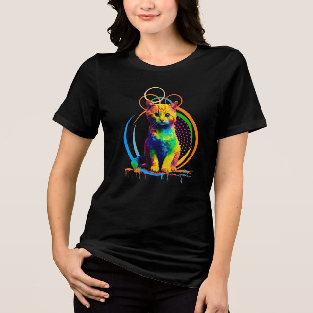 Camiseta Rainbow Sussurra Um Sonho De Gato Multicolorido (Frente)