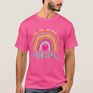 Camiseta Rainbow Teach Love Inspire Principal De Volta À Es