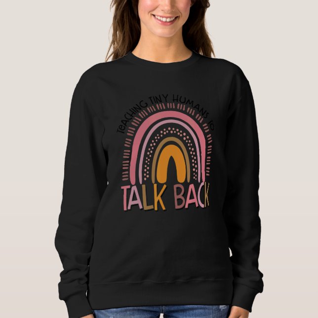 Camiseta rainbow teaching tiny humans to talk back slp spee (Frente)