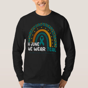 Camiseta Rainbow Teal Leopard Miastenia Gravis Consciência 