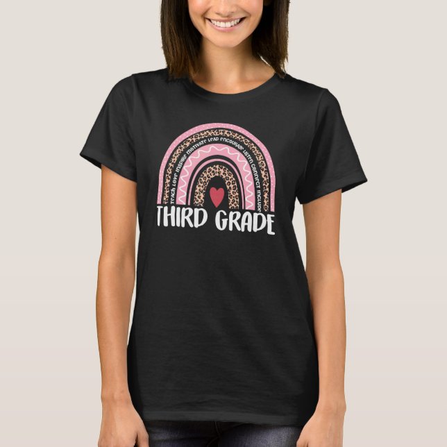 Camiseta Rainbow Team Hello 3rd Grade Rocks Cre (Frente)