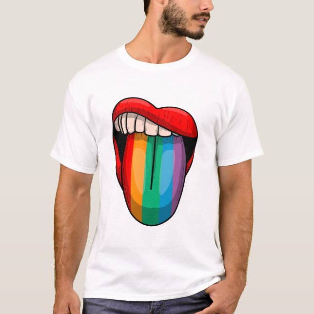 Camiseta Rainbow Tongue Pride Month LGBTQ Bold Pride Design (Frente)