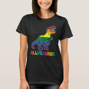 Camiseta Rainbow Trex Allysaurus Orgulho gay Flag Lgbtq Din