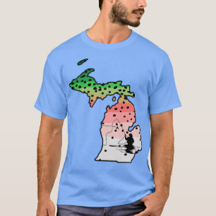 Camiseta Rainbow Trouly Fish Foto Estado De Michigan Map Fl
