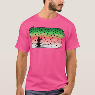 Camiseta Rainbow Trout Fly Fish State Map Fly