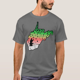 Camiseta Rainbow Trout Fly Fish West Virginia State Map Fly