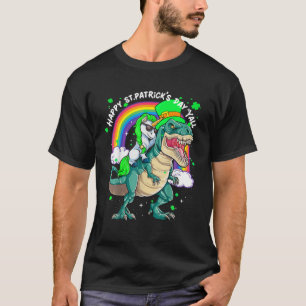 Camiseta Rainbow Unicorn Andando T Rex Dinosaur Rua Feliz P