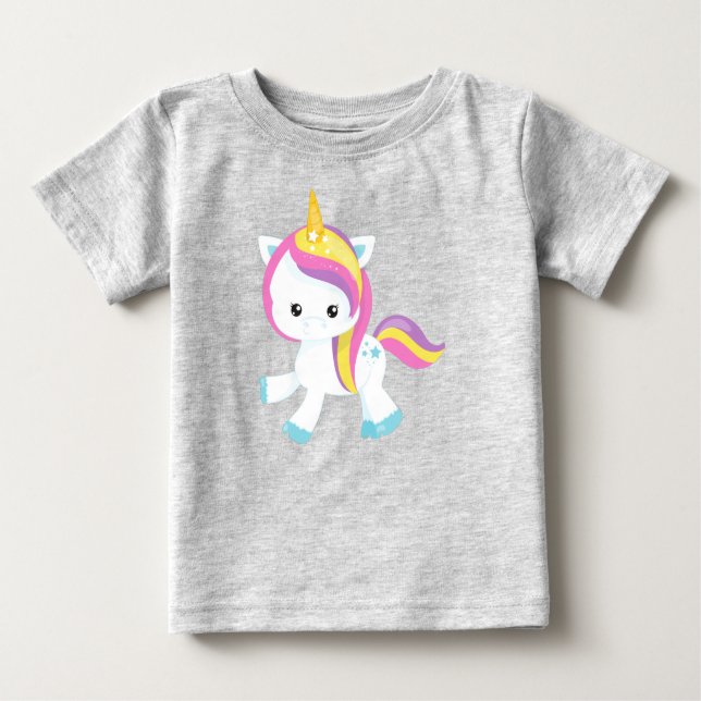 Camiseta Rainbow Unicorn, Cute Unicorn, Star, Magic Unicorn (Frente)