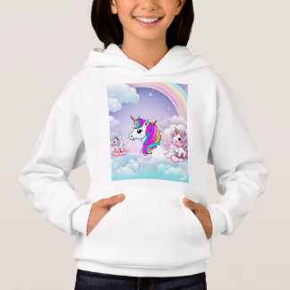 Camiseta Rainbow Unicorn Fantasy Nuvens e Corações