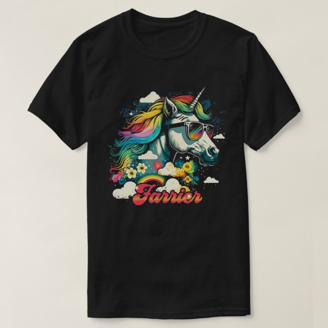 Camiseta Rainbow Unicorn Farrier (Frente do Design)