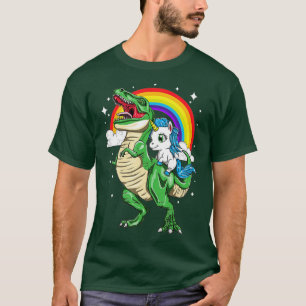 Camiseta Rainbow Unicorn Riding T Rex Tyrannosaurus Rex Din