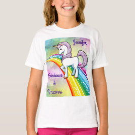 Camiseta Rainbow & Unicorn T Shirt Girls Shirt Personalize