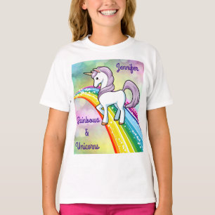 Camiseta Rainbow & Unicorn T Shirt Girls Shirt Personalize