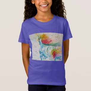 Camiseta Rainbow Unicorn Whimsical Watercolor Girls T Shirt