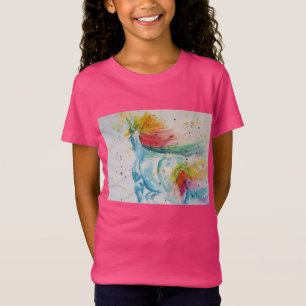 Camiseta Rainbow Unicorn Whimsical Watercolor Girls T Shirt