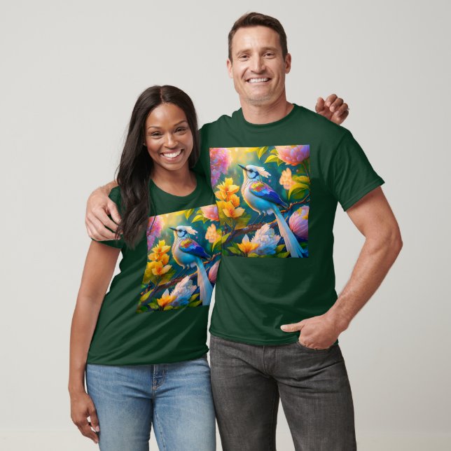 Camiseta Rainbow Winged Jay Fantasy Bird (Unissex)