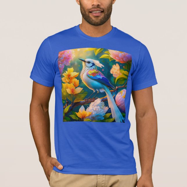 Camiseta Rainbow Winged Jay Fantasy Bird (Frente)