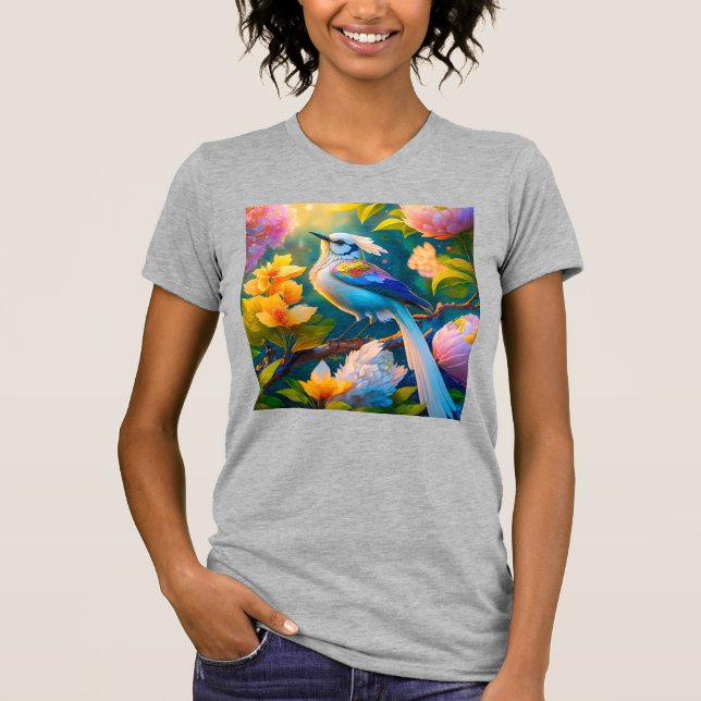 Camiseta Rainbow Winged Jay Fantasy Bird (Frente)