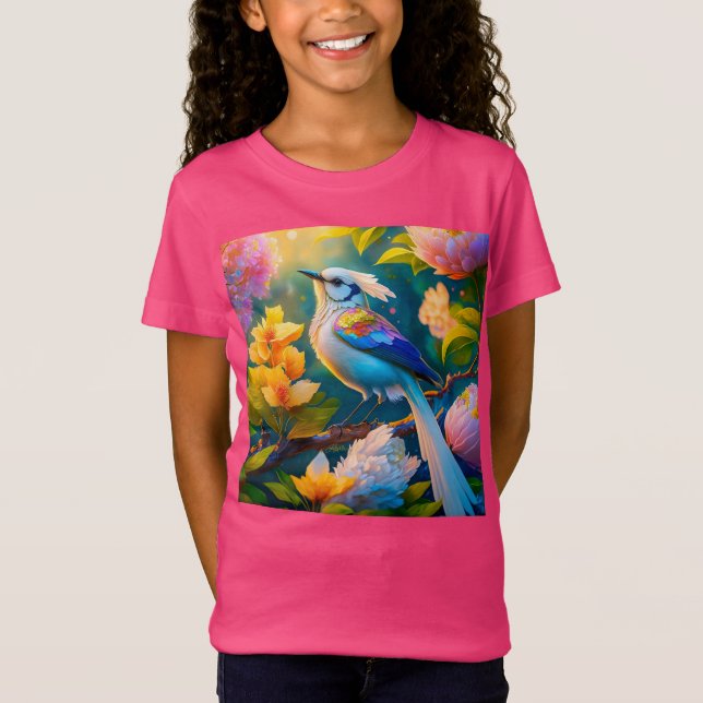 Camiseta Rainbow Winged Jay Fantasy Bird (Frente)