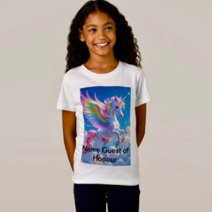 Camiseta Rainbow Winged Prancing Unicorn
