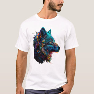 Camiseta Rainbow Wolf Animal Colorful Graphic