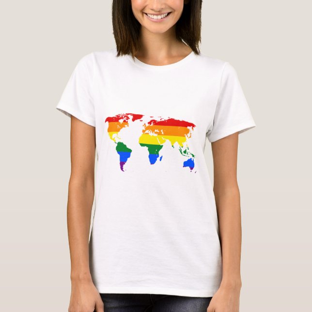Camiseta Rainbow world Map (Frente)