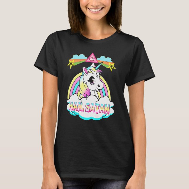 Camiseta Rainbown de Satã Unicorn (Frente)