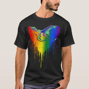 Camiseta Rainbows Dragões Cardíaco Clássico para LGBT Gay L
