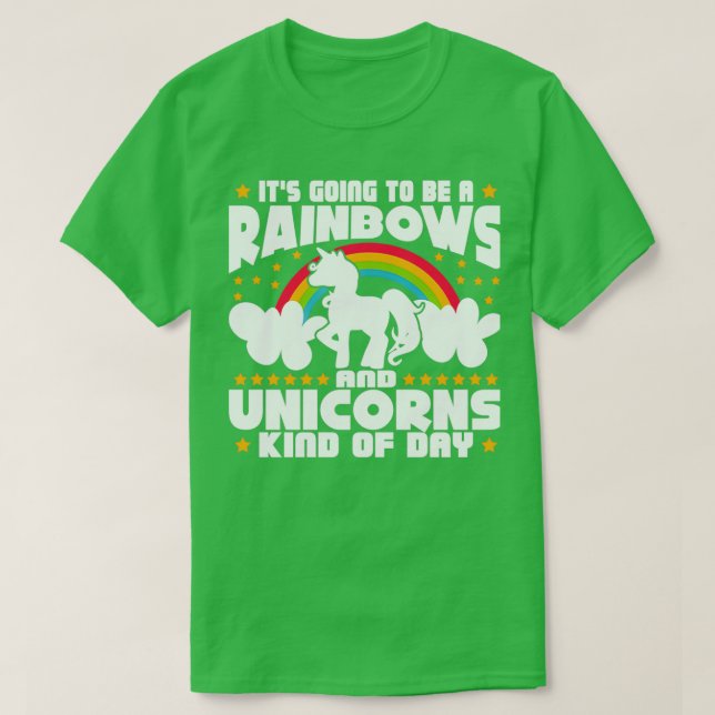 Camiseta Rainbows e Unicórnios como o dia (Frente do Design)