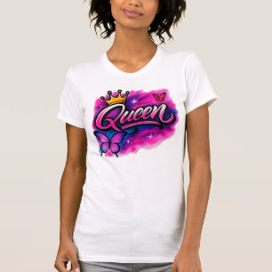 Camiseta Rainha Aerógrafo Grafite Coroa & Borbolet