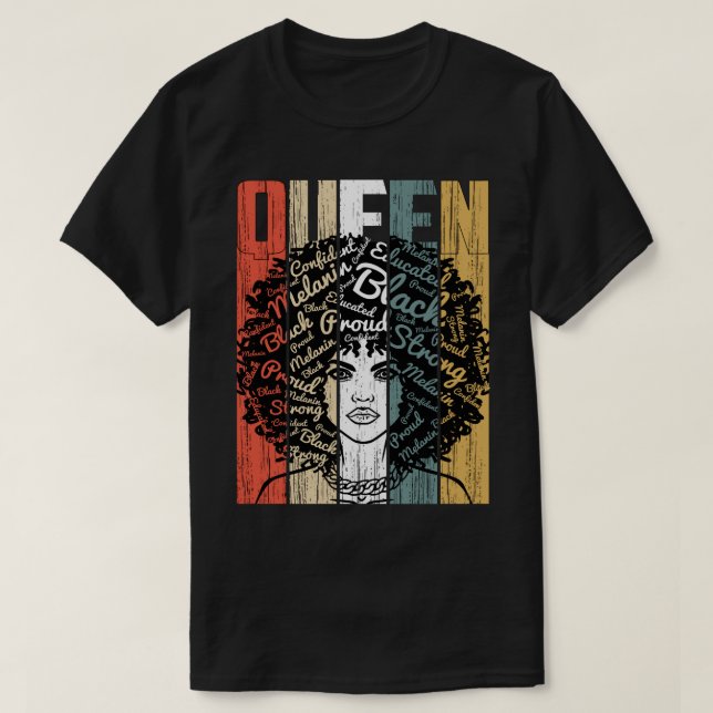 Camiseta Rainha Africana Americana Educou Forte Mulher Negr (Frente do Design)