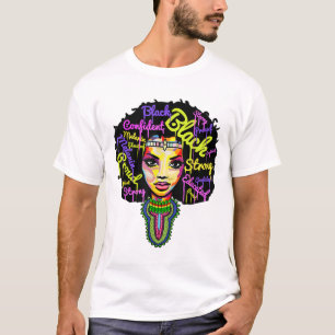 Camiseta Rainha Africana Forte para as Mulheres - Histo Neg