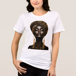 Camiseta Rainha Africana Tocado de Ouro
