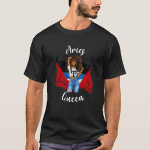 Camiseta Rainha Afro Antiguaniana Áries Feminina Preta Zodi