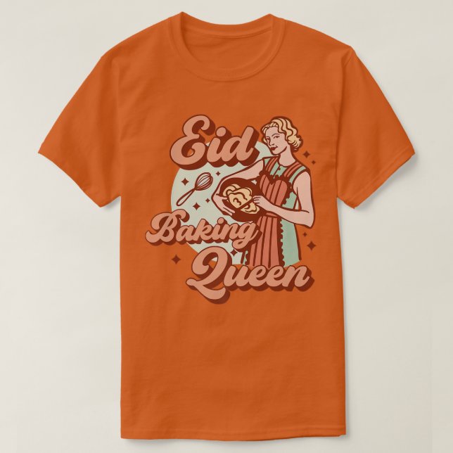 Camiseta Rainha Baking Eid Mubarak para Mulheres Muçulmanas (Frente do Design)