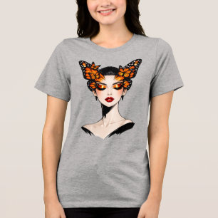 Camiseta Rainha Borboleta Desenho Artístico Feminino
