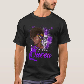 Camiseta Rainha Capricórnio Roxa Afro-Americana Dez Jan