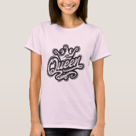 Camiseta Rainha com coroa, Design de tipografia