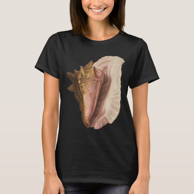 Camiseta Rainha Conch Shell Seashell, Vintage Marine Life (Frente)