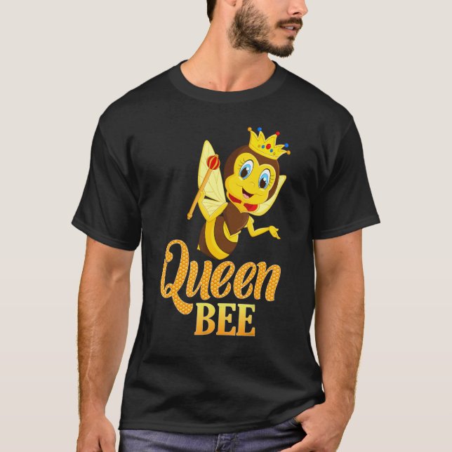 Camiseta Rainha Coroa de Abelhas Meninas Mel Colmeia de Abe (Frente)