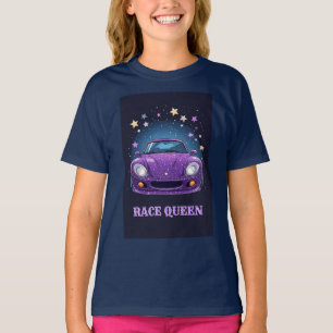 Camiseta Rainha da Corrida Roxa Neon Car Girls Power 🏁