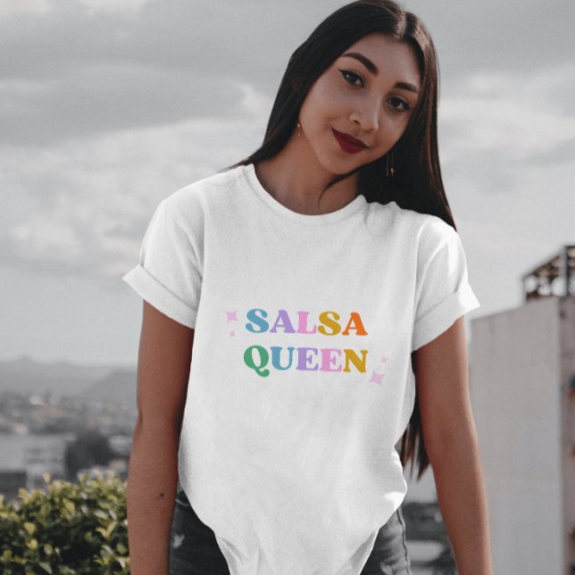 Camiseta rainha da dança salsa latina moderna simples branc (Criador carregado)