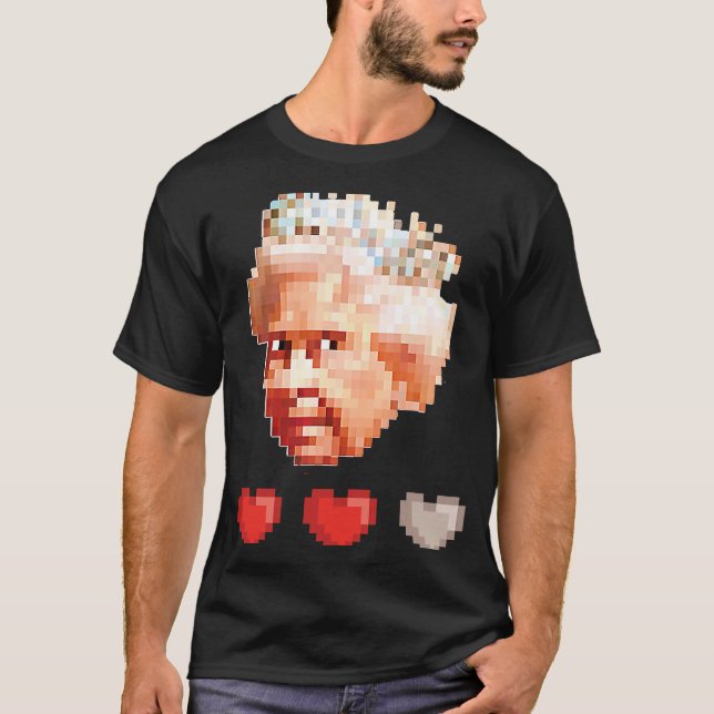 Camiseta Rainha da Inglaterra retro jogo pixel 3 vive (Frente)