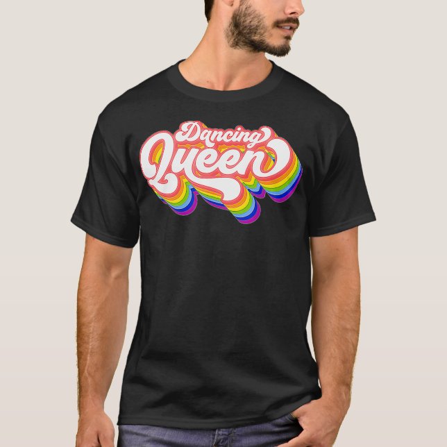 Camiseta Rainha Dançante Arco Arco Arco-íris dos anos 70 (Frente)